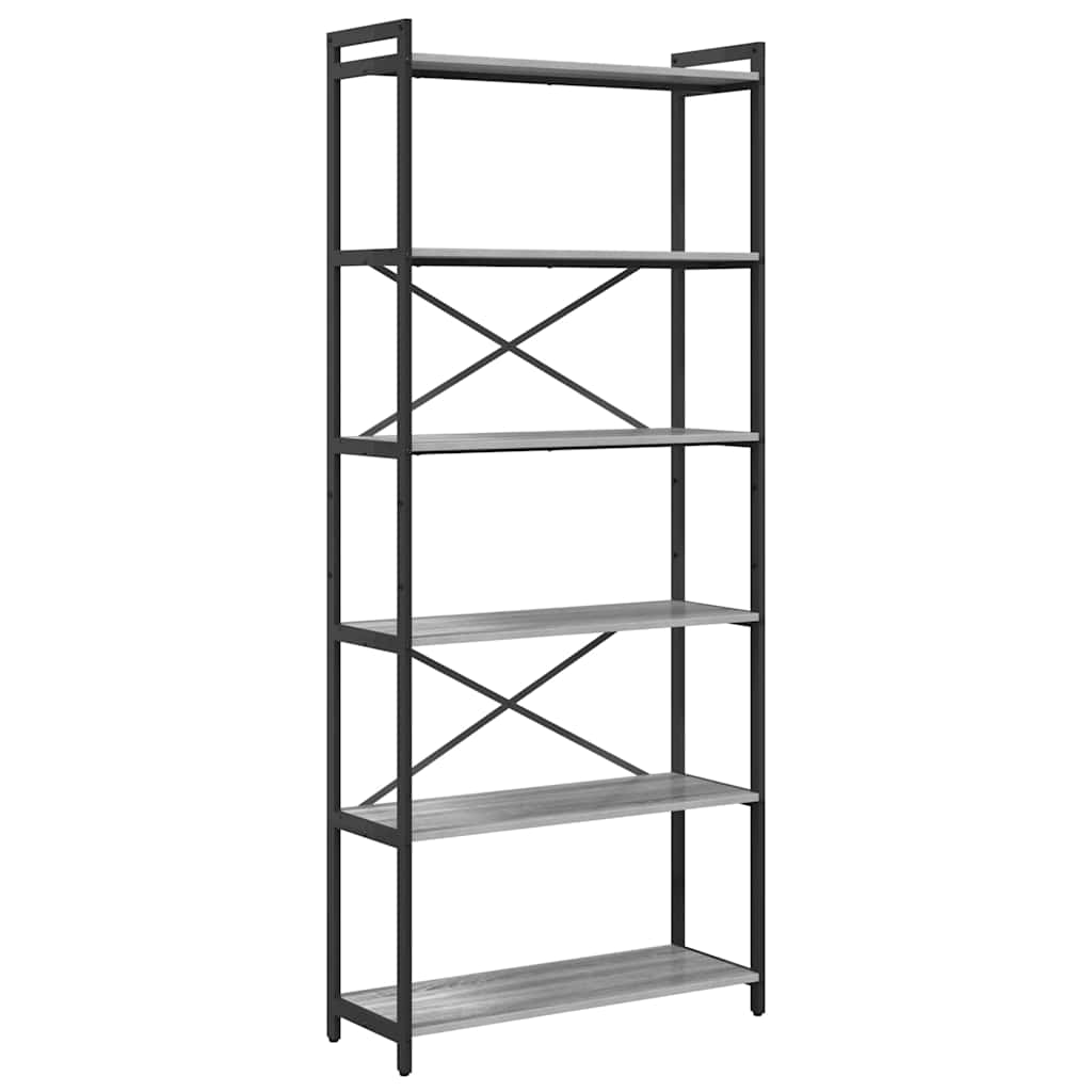 Bookshelf 80 x 30 x 189.5 cm Engineered Wood Height 188 cm Grey sonoma