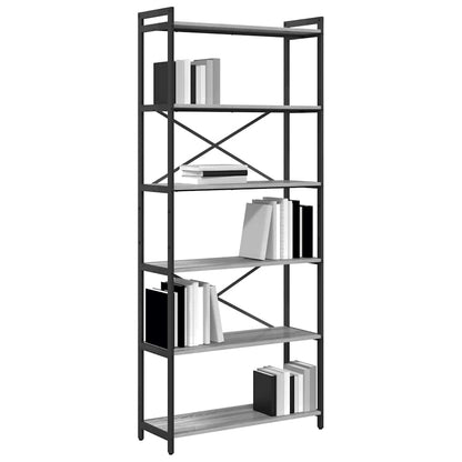 Bookshelf 80 x 30 x 189.5 cm Engineered Wood Height 188 cm Grey sonoma