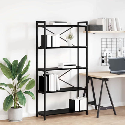 vidaXL Bookshelf 80 x 30 x 155 cm Engineered Wood Black Oak 1