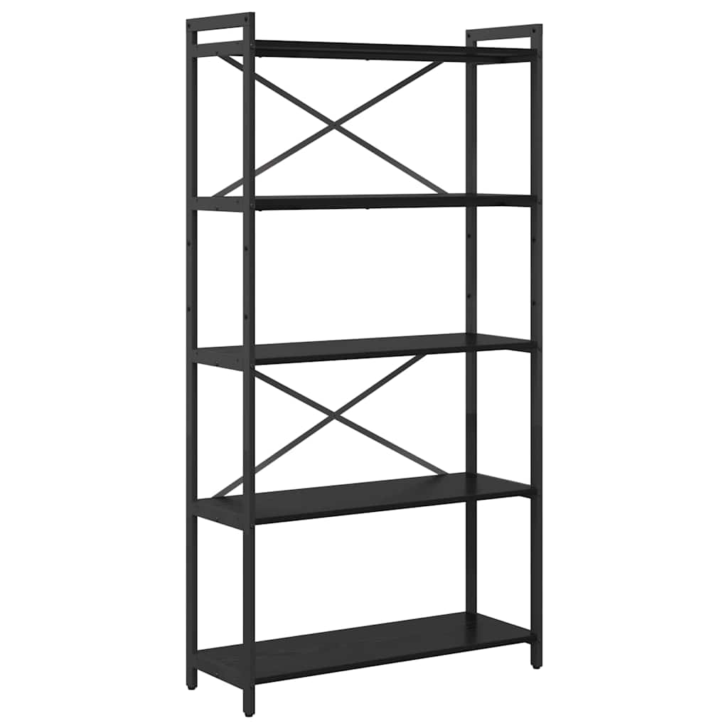vidaXL Bookshelf 80 x 30 x 155 cm Engineered Wood Black Oak 2