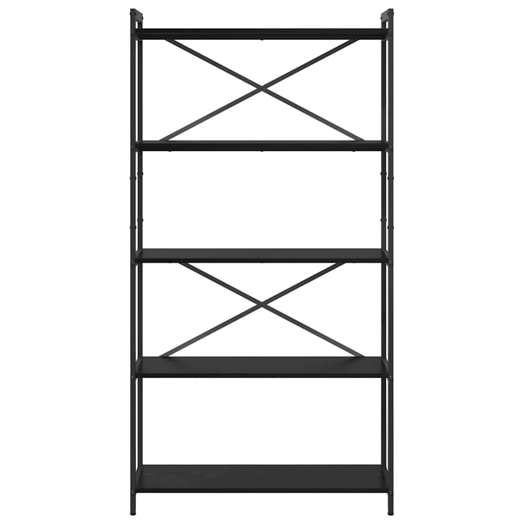 vidaXL Bookshelf 80 x 30 x 155 cm Engineered Wood Black Oak 5