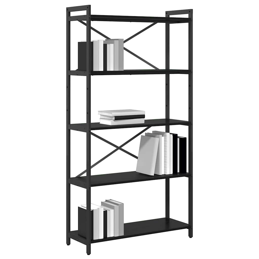 vidaXL Bookshelf 80 x 30 x 155 cm Engineered Wood Black Oak 3