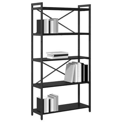 vidaXL Bookshelf 80 x 30 x 155 cm Engineered Wood Black Oak 3