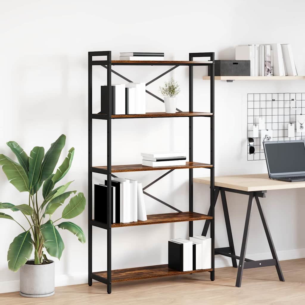vidaXL Bookshelf 80 x 30 x 155 cm Engineered Wood Smoked Oak 1