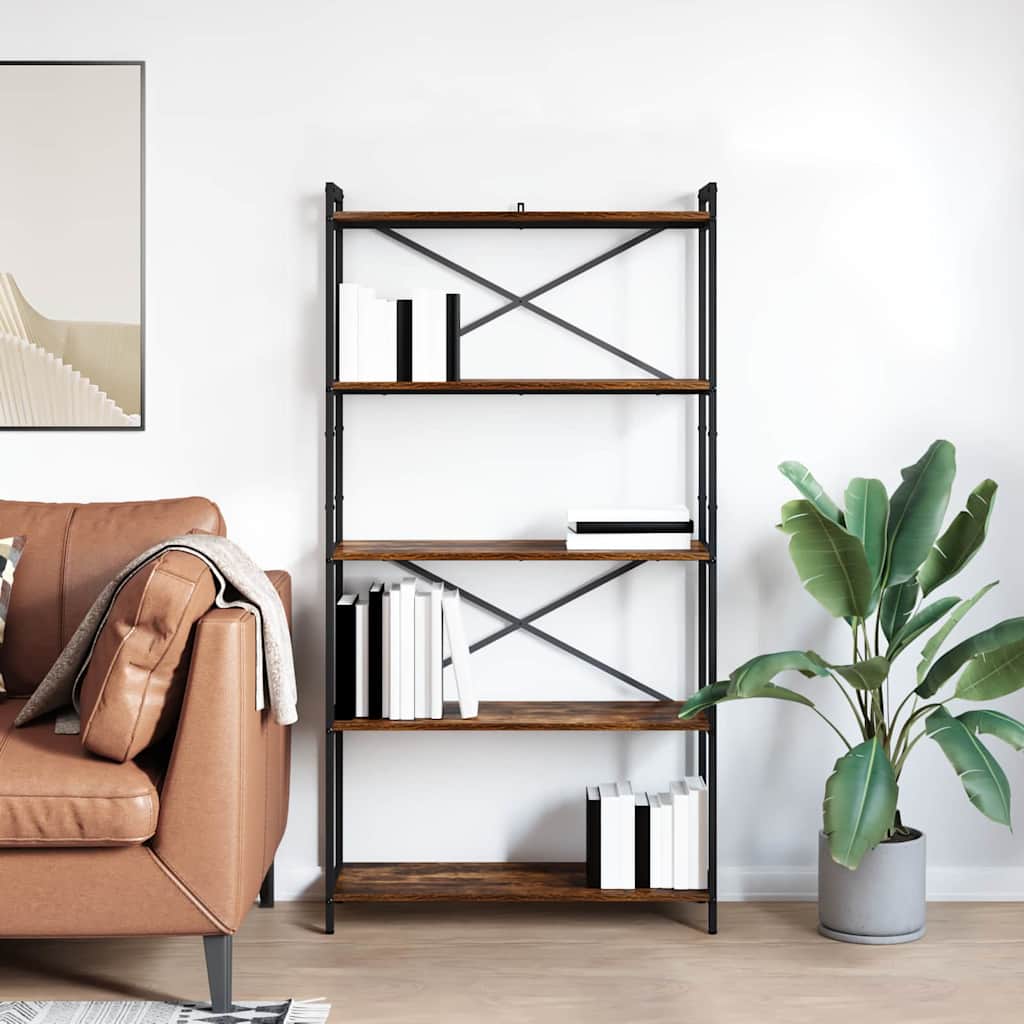vidaXL Bookshelf 80 x 30 x 155 cm Engineered Wood Smoked Oak 4