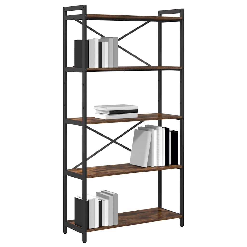 vidaXL Bookshelf 80 x 30 x 155 cm Engineered Wood Smoked Oak 3