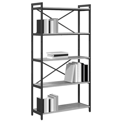 vidaXL Bookshelf 80 x 30 x 155 cm Engineered Wood Grey sonoma 3