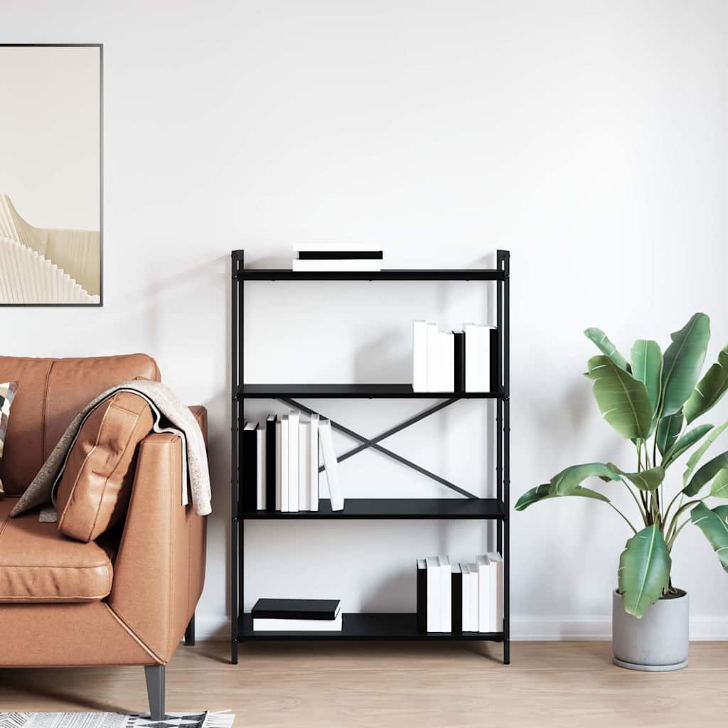 vidaXL Bookshelf 80 x 30 x 120 cm Engineered Wood Black Oak 4