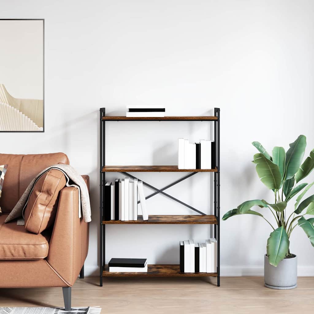 vidaXL Bookshelf 80 x 30 x 120 cm Engineered Wood Smoked Oak 4