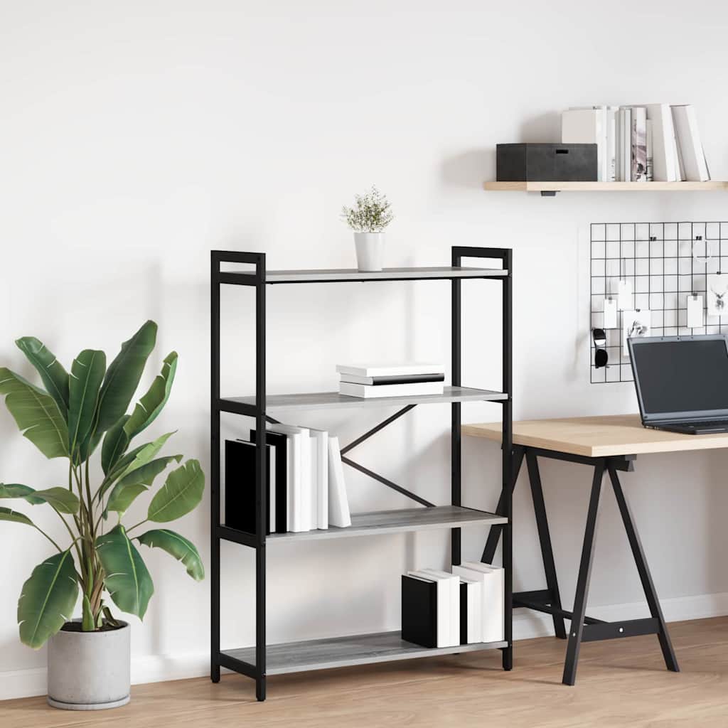 vidaXL Bookshelf 80 x 30 x 120 cm Engineered Wood Grey sonoma 1