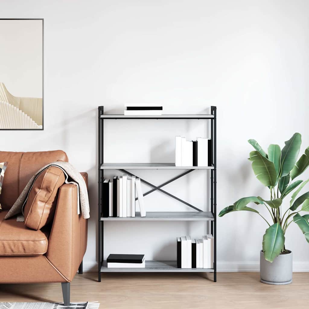 vidaXL Bookshelf 80 x 30 x 120 cm Engineered Wood Grey sonoma 4