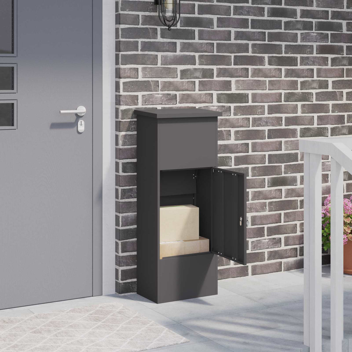 Parcel Drop Box with Storage 44.5 x 29 x 110.5 cm Steel Black