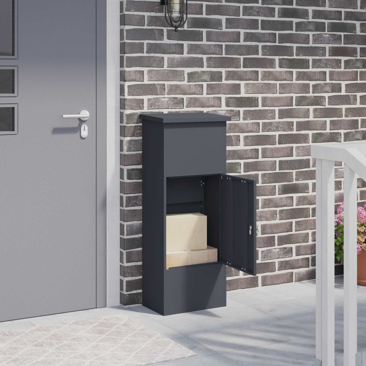 Parcel Drop Box with Storage 44.5 x 29 x 110.5 cm Steel Anthracite