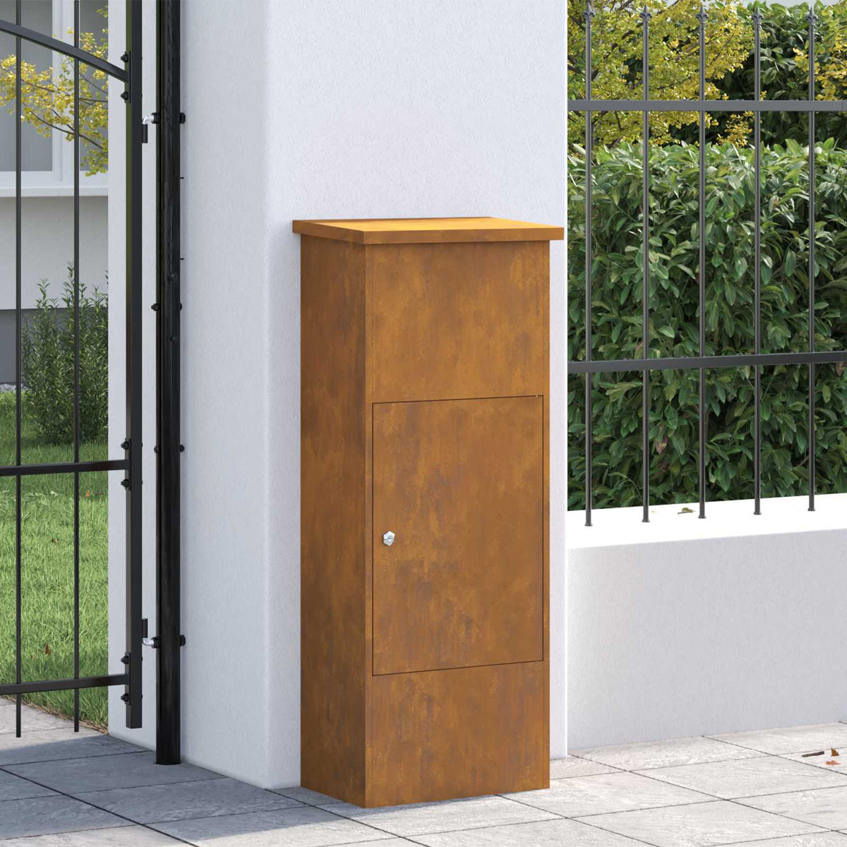Parcel Drop Box with Storage 44.5 x 29 x 110.5 cm Steel Weathering steel
