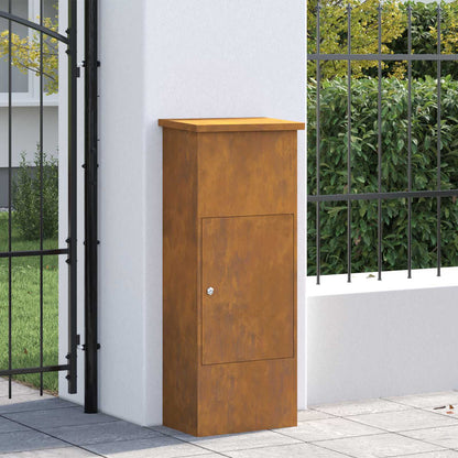 Parcel Drop Box with Storage 44.5 x 29 x 110.5 cm Steel Weathering steel