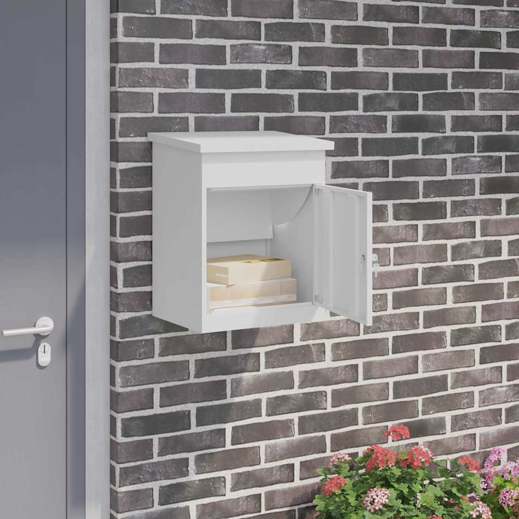 Parcel Drop Box with Storage 47.5 x 38 x 59 cm Steel White
