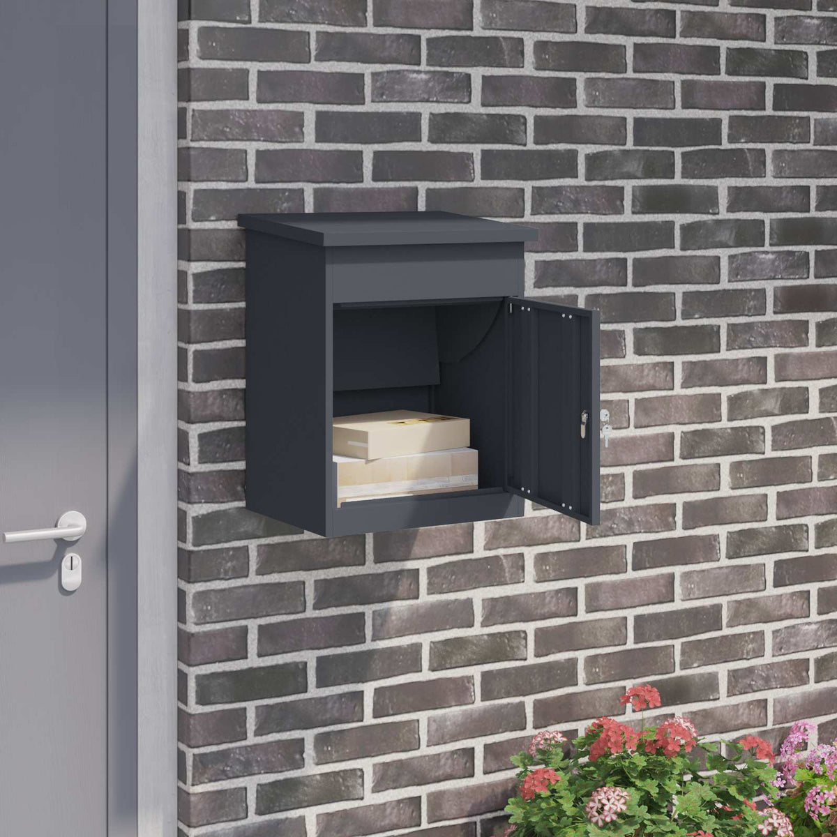 Parcel Drop Box with Storage 47.5 x 38 x 59 cm Steel Anthracite