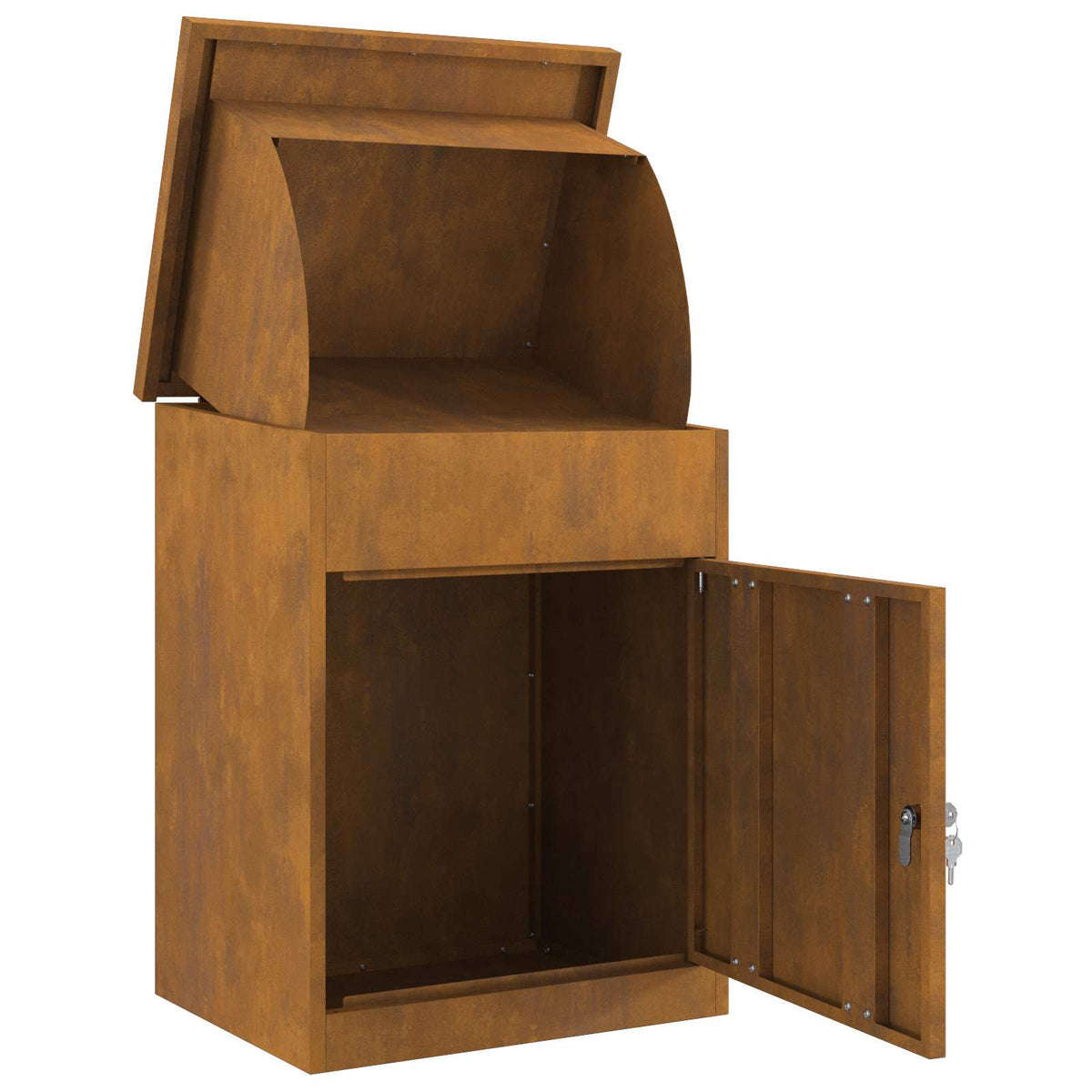 Parcel Drop Box with Storage 47.5 x 38 x 59 cm Steel Weathering steel