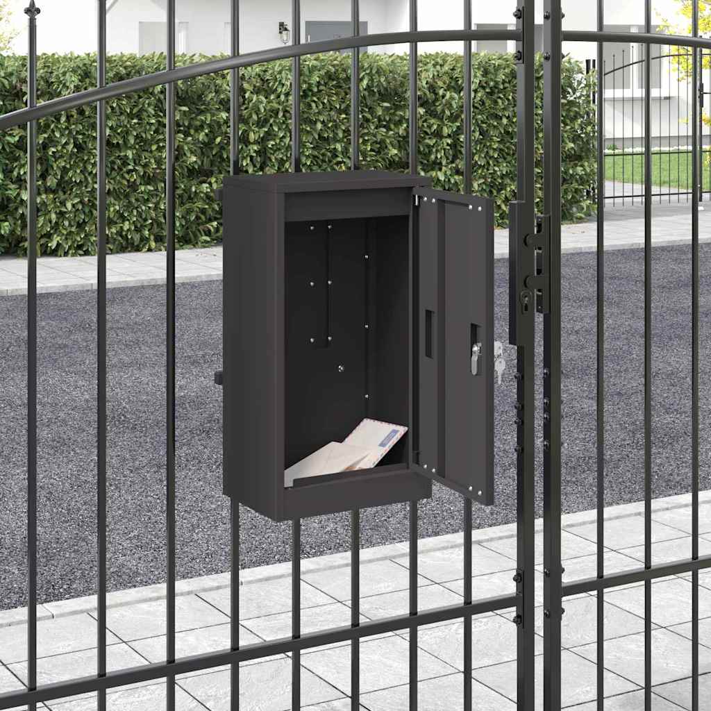 Mailbox with Storage with Door Black Steel