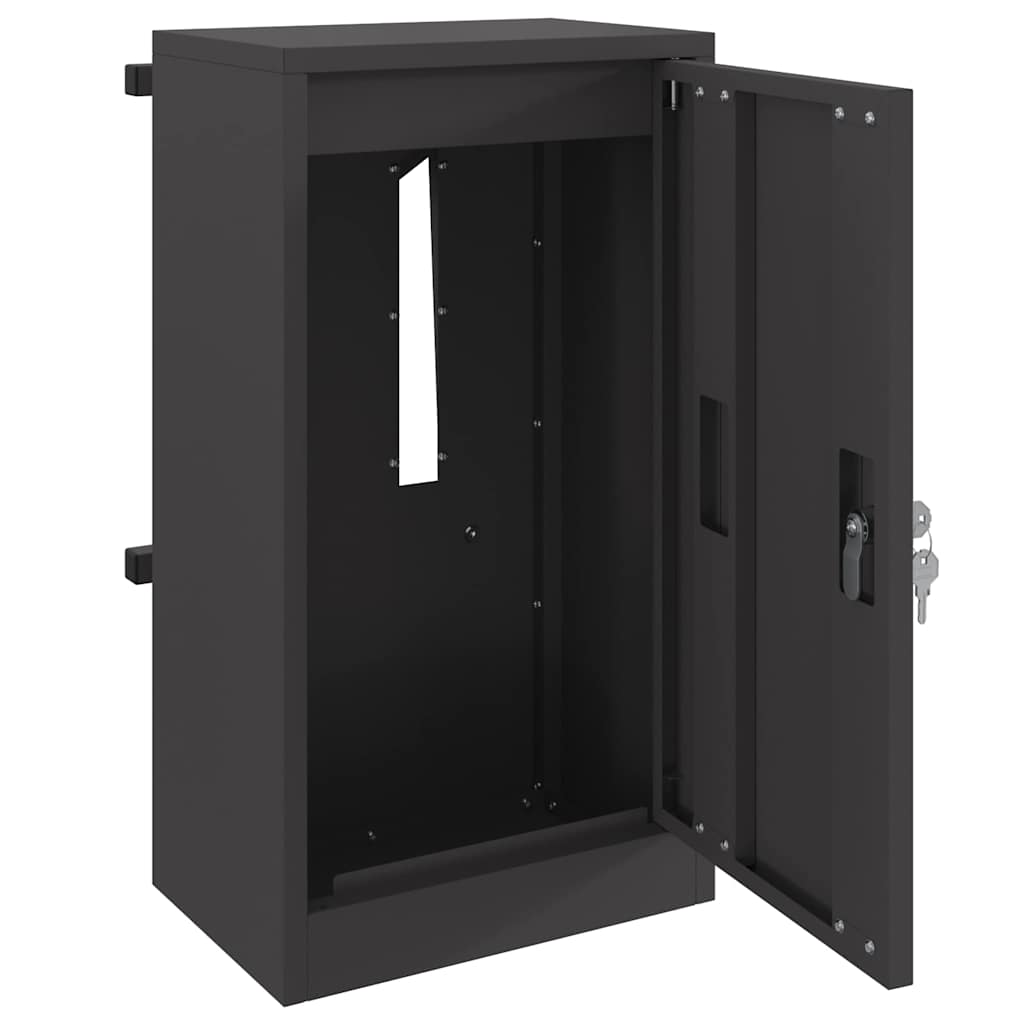 Mailbox with Storage with Door Black Steel