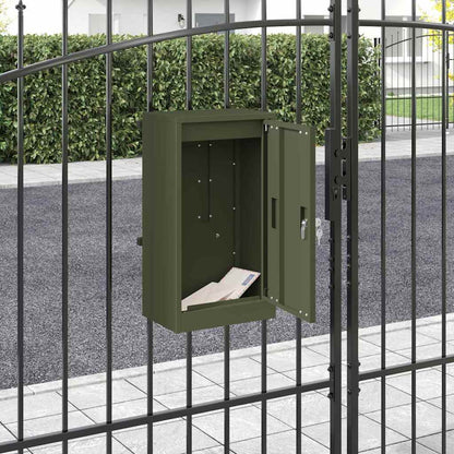 vidaXL Mailbox with Storage Olive green 30 x 20 x 55 cm Steel 1