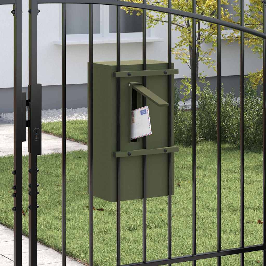 vidaXL Mailbox with Storage Olive green 30 x 20 x 55 cm Steel 3