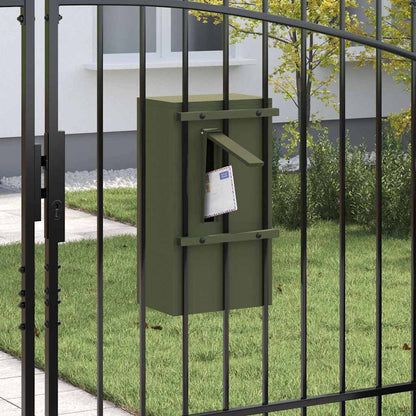 vidaXL Mailbox with Storage Olive green 30 x 20 x 55 cm Steel 3
