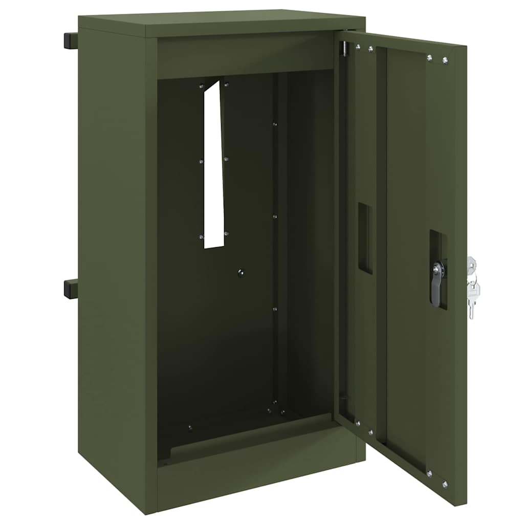 vidaXL Mailbox with Storage Olive green 30 x 20 x 55 cm Steel 4