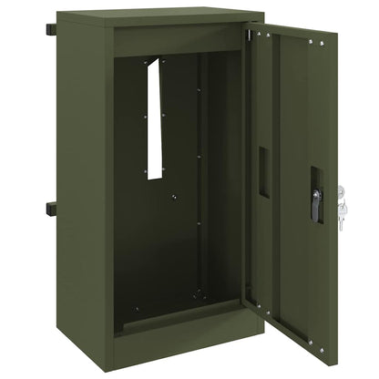 vidaXL Mailbox with Storage Olive green 30 x 20 x 55 cm Steel 4