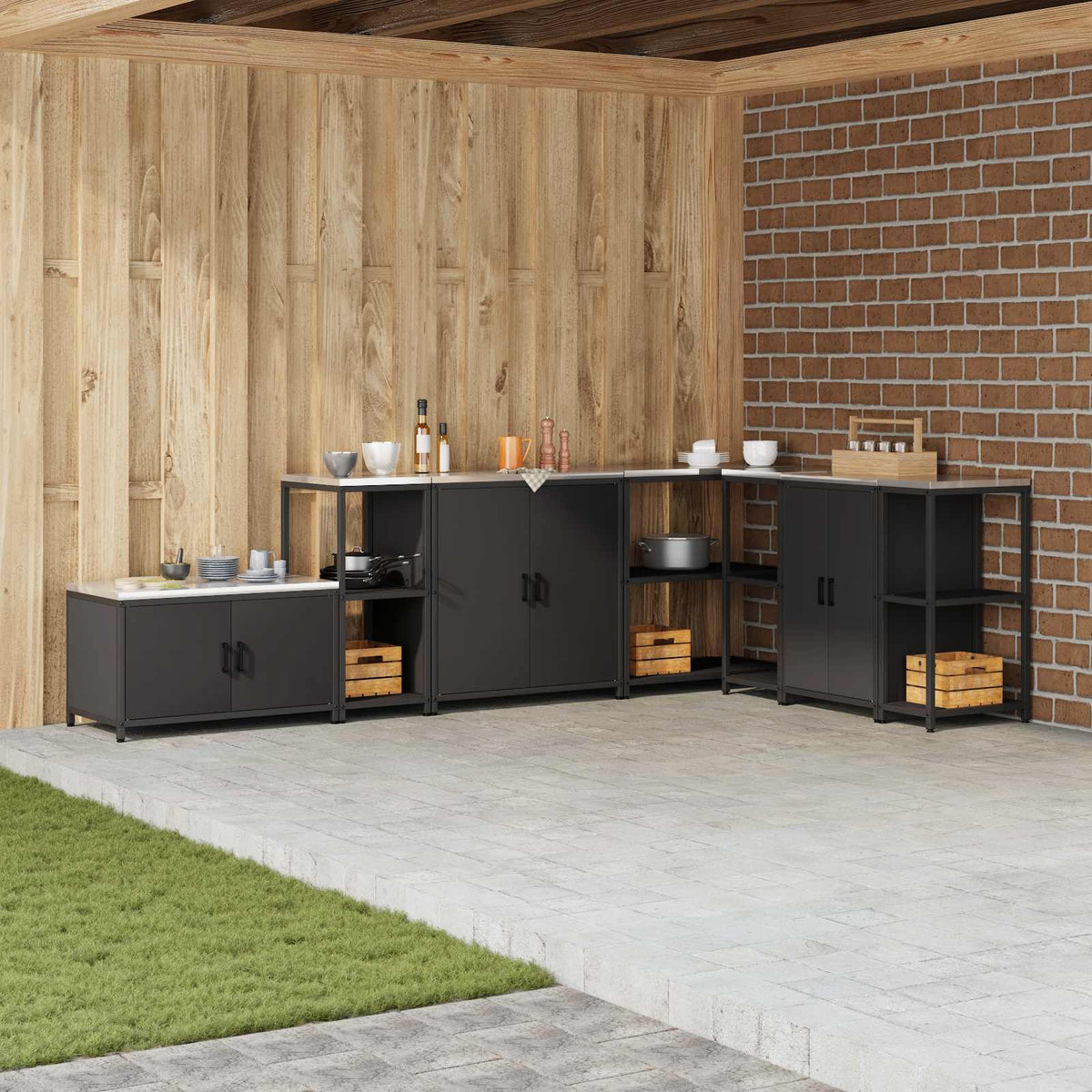 Kitchen Shelving Unit HATTEM 40 x 50 x 92 cm Steel Kitchen Storage Shelf Black