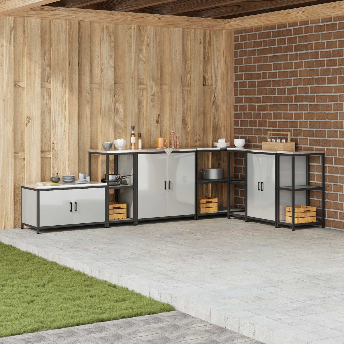 Kitchen Shelving Unit HATTEM 40 x 50 x 92 cm Steel Kitchen Storage Shelf Galvanised steel