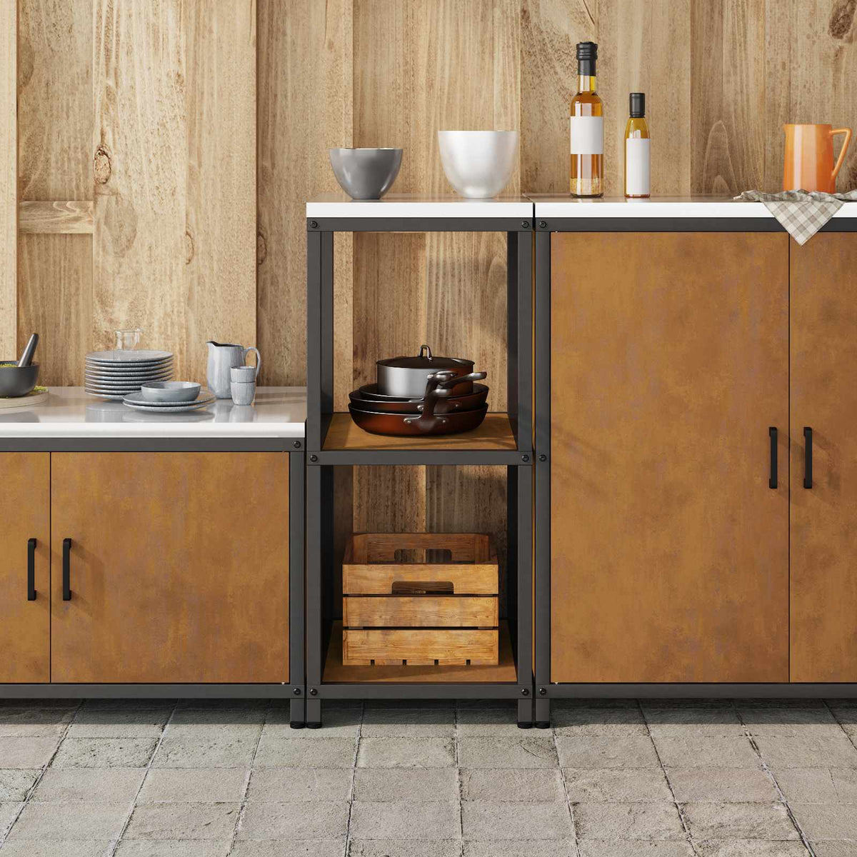 vidaXL Kitchen Shelving Unit HATTEM Rusty 40 x 50 x 92 cm Steel 4