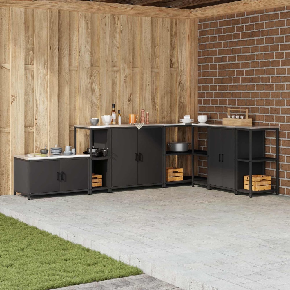 Kitchen Shelving Unit HATTEM 30 x 50 x 92 cm Steel Kitchen Storage Shelf Black