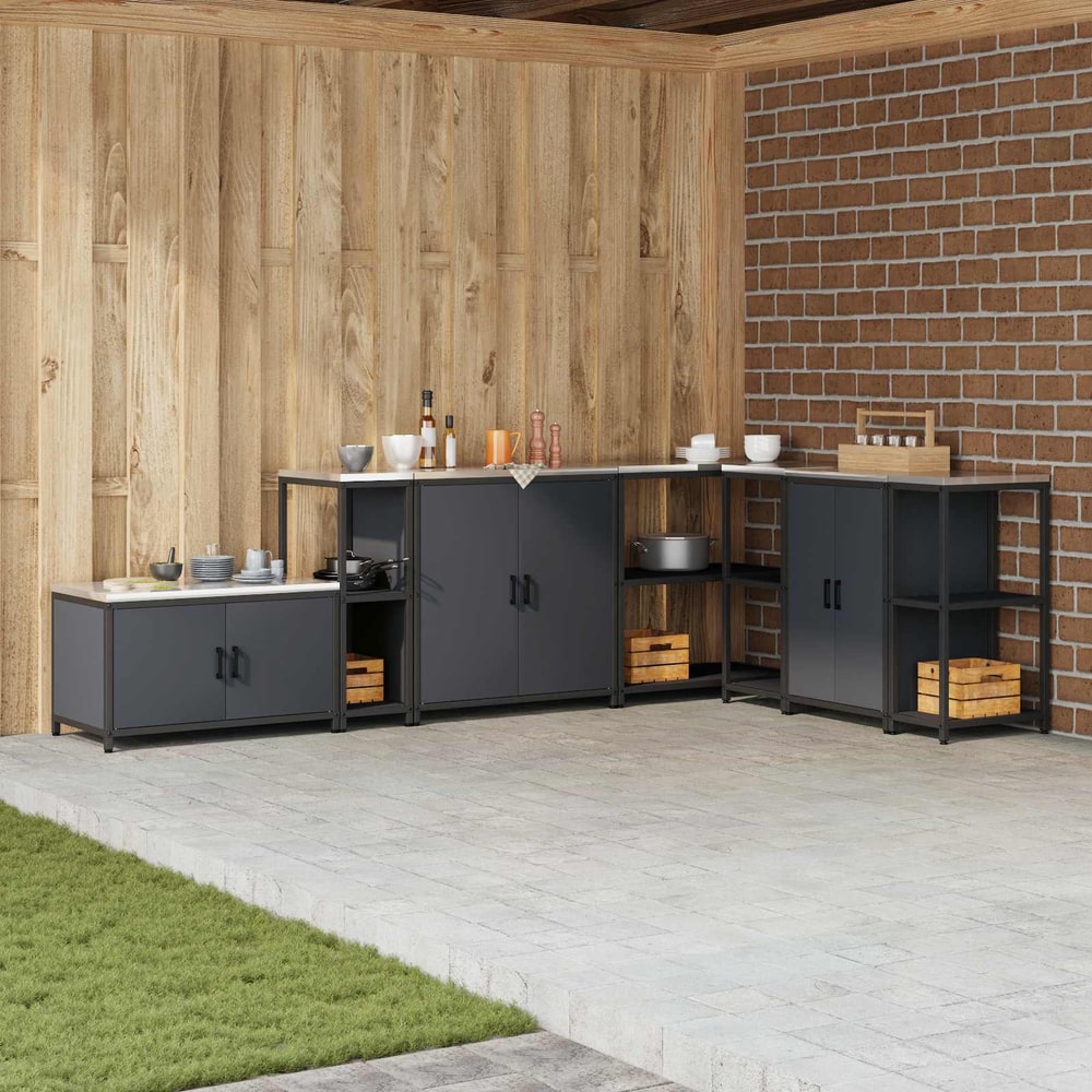 Kitchen Shelving Unit HATTEM 30 x 50 x 92 cm Steel Kitchen Storage Shelf Anthracite