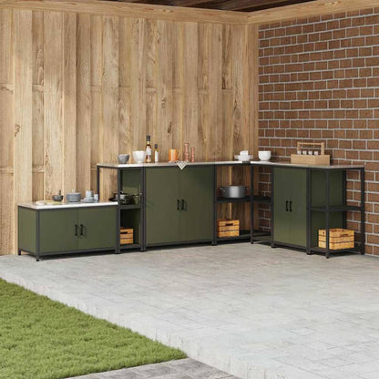 Kitchen Shelving Unit HATTEM 30 x 50 x 92 cm Steel Kitchen Storage Shelf Olive green