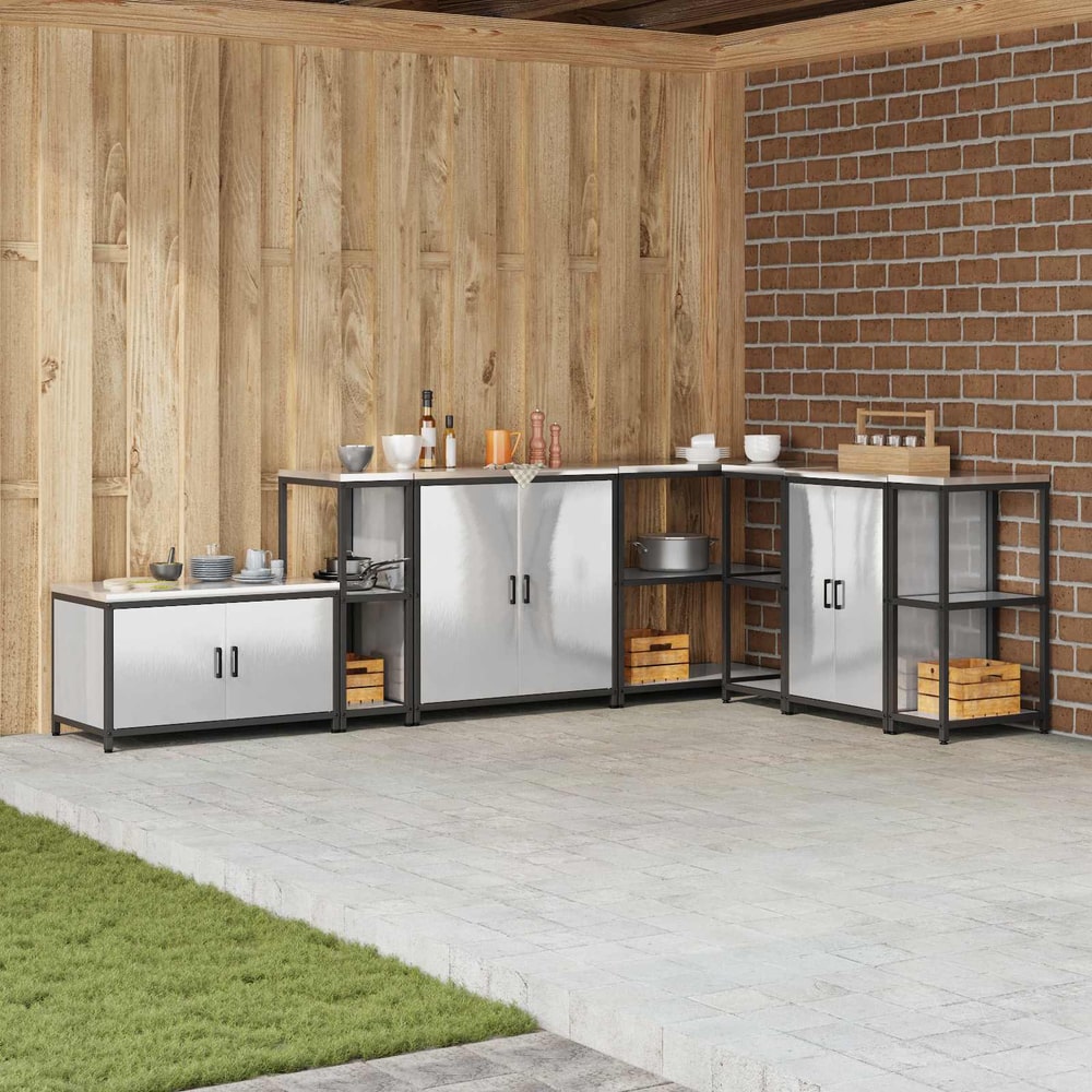 Kitchen Shelving Unit HATTEM 30 x 50 x 92 cm Steel Kitchen Storage Shelf Stainless steel