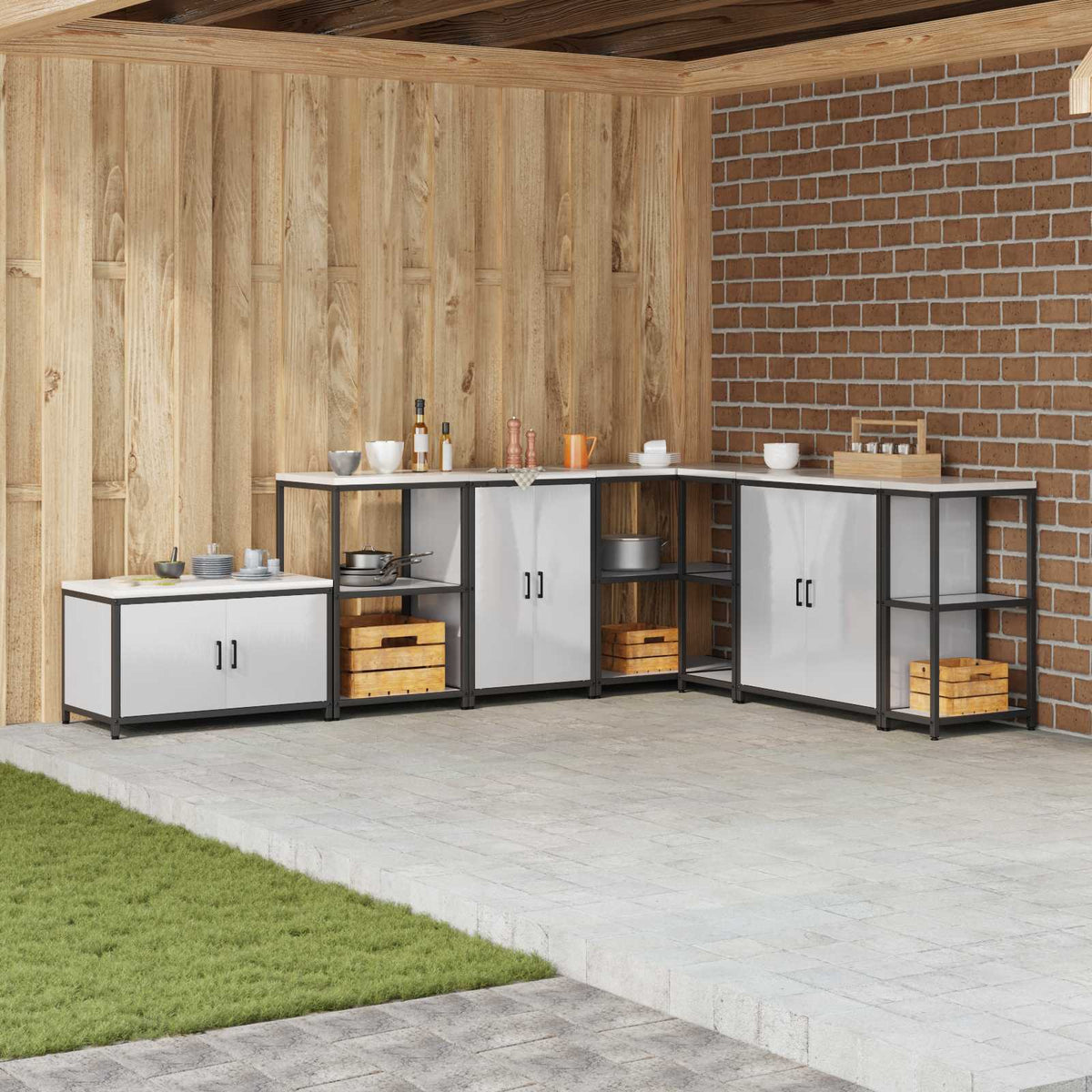 HATTEM Steel Kitchen Storage Cabinet Stainless steel 60 cm 92 cm