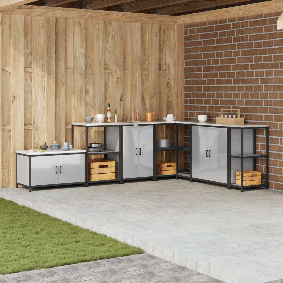 HATTEM Steel Kitchen Storage Cabinet Galvanised steel 60 cm 92 cm