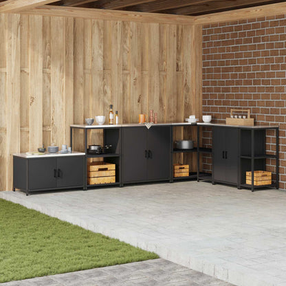 HATTEM Steel Kitchen Storage Cabinet Black 90 cm 53 cm