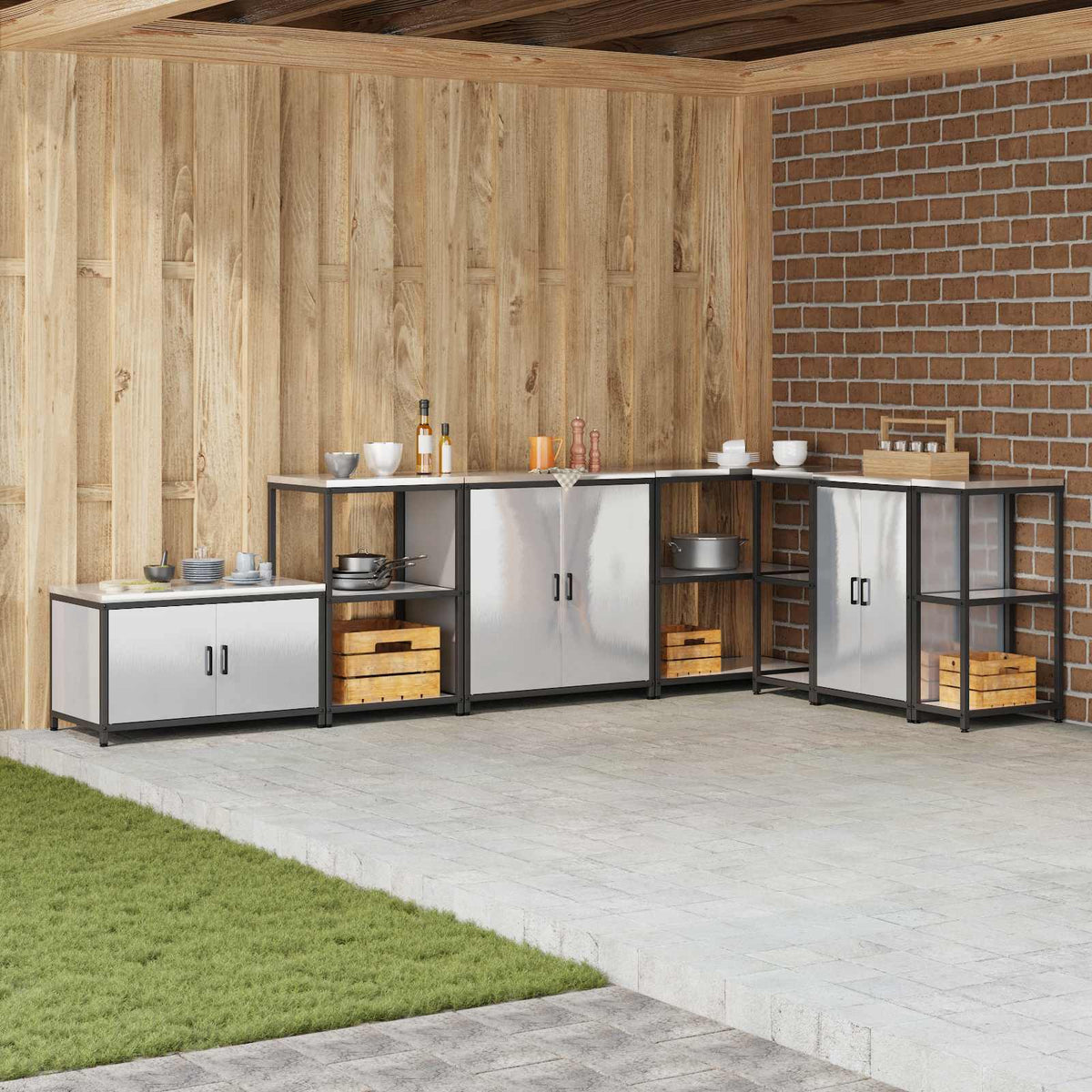 HATTEM Steel Kitchen Storage Cabinet Stainless steel 90 cm 53 cm