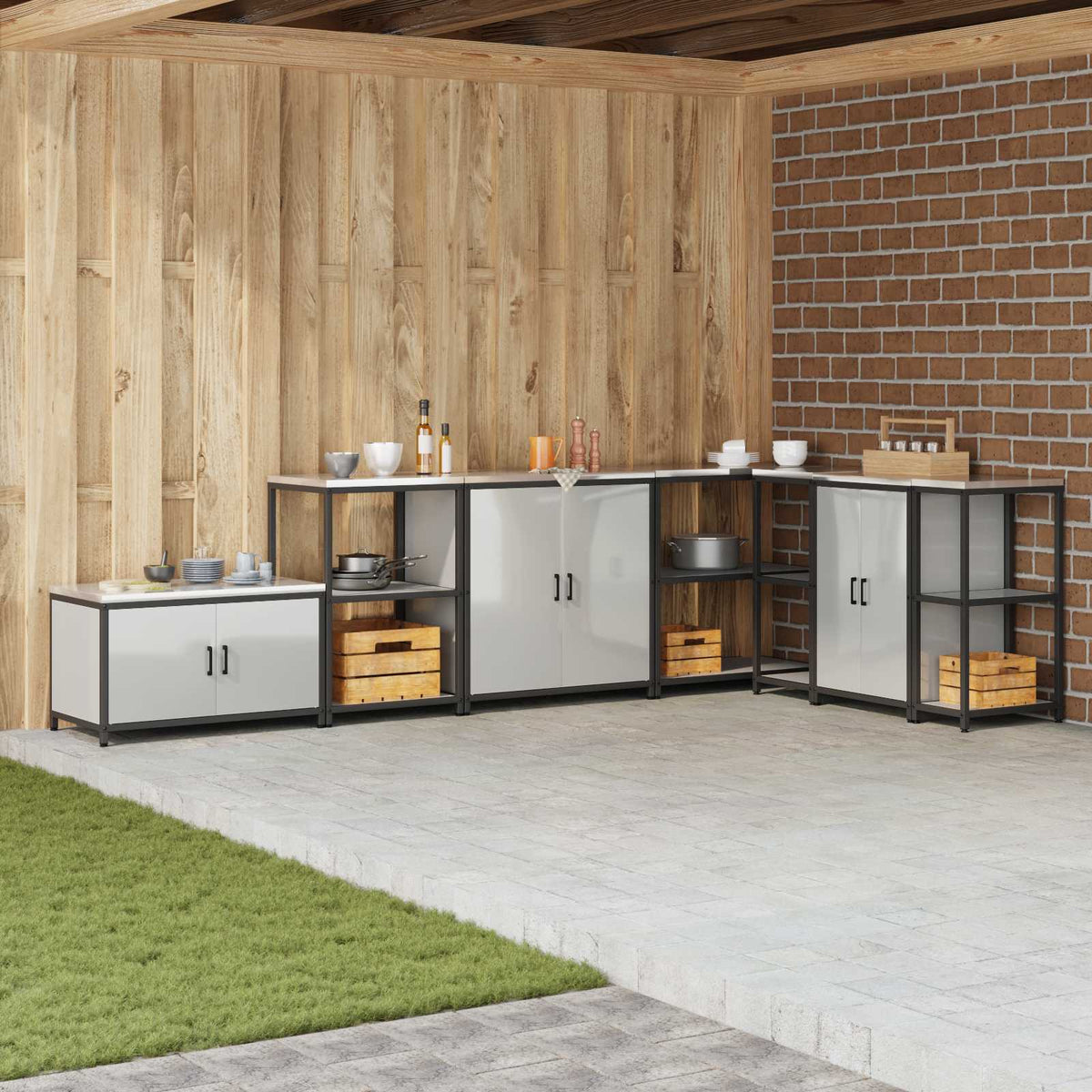 HATTEM Steel Kitchen Storage Cabinet Galvanised steel 90 cm 53 cm