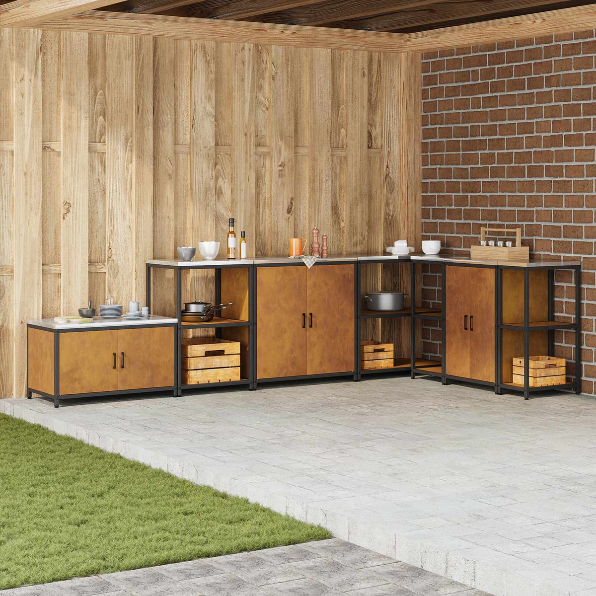 HATTEM Steel Kitchen Storage Cabinet Weathering