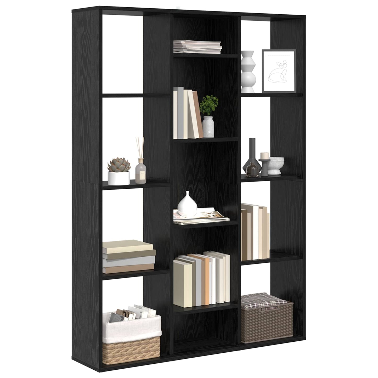 vidaXL Room Divider Black Oak 100 x 24 x 140 cm Engineered Wood 3