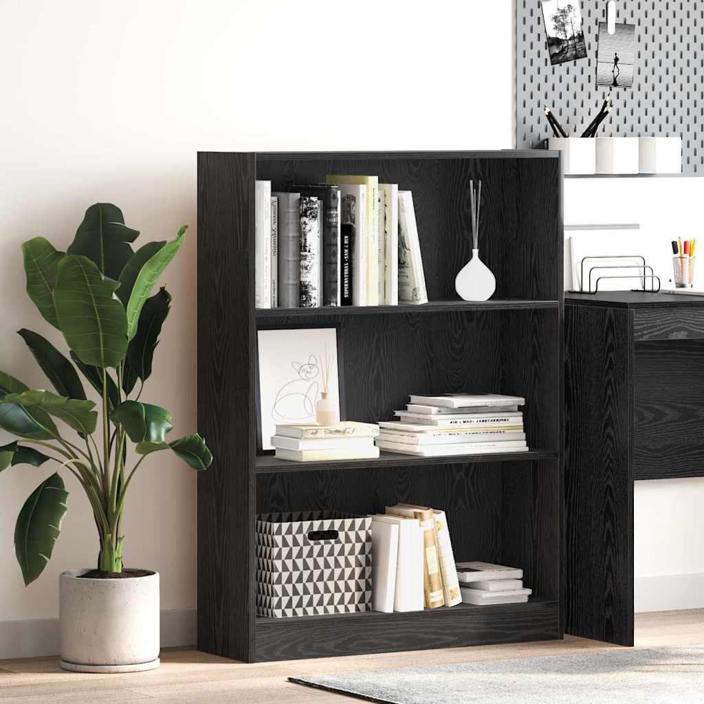 vidaXL Bookshelf 80 x 24 x 109 cm Engineered Wood Black Oak 1