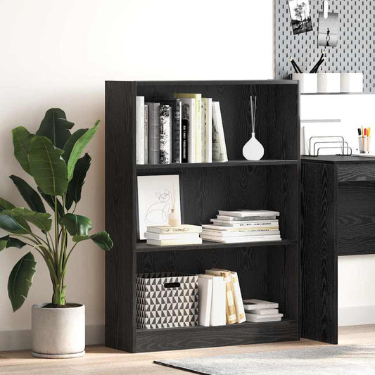 vidaXL Bookshelf 80 x 24 x 109 cm Engineered Wood Black Oak 1
