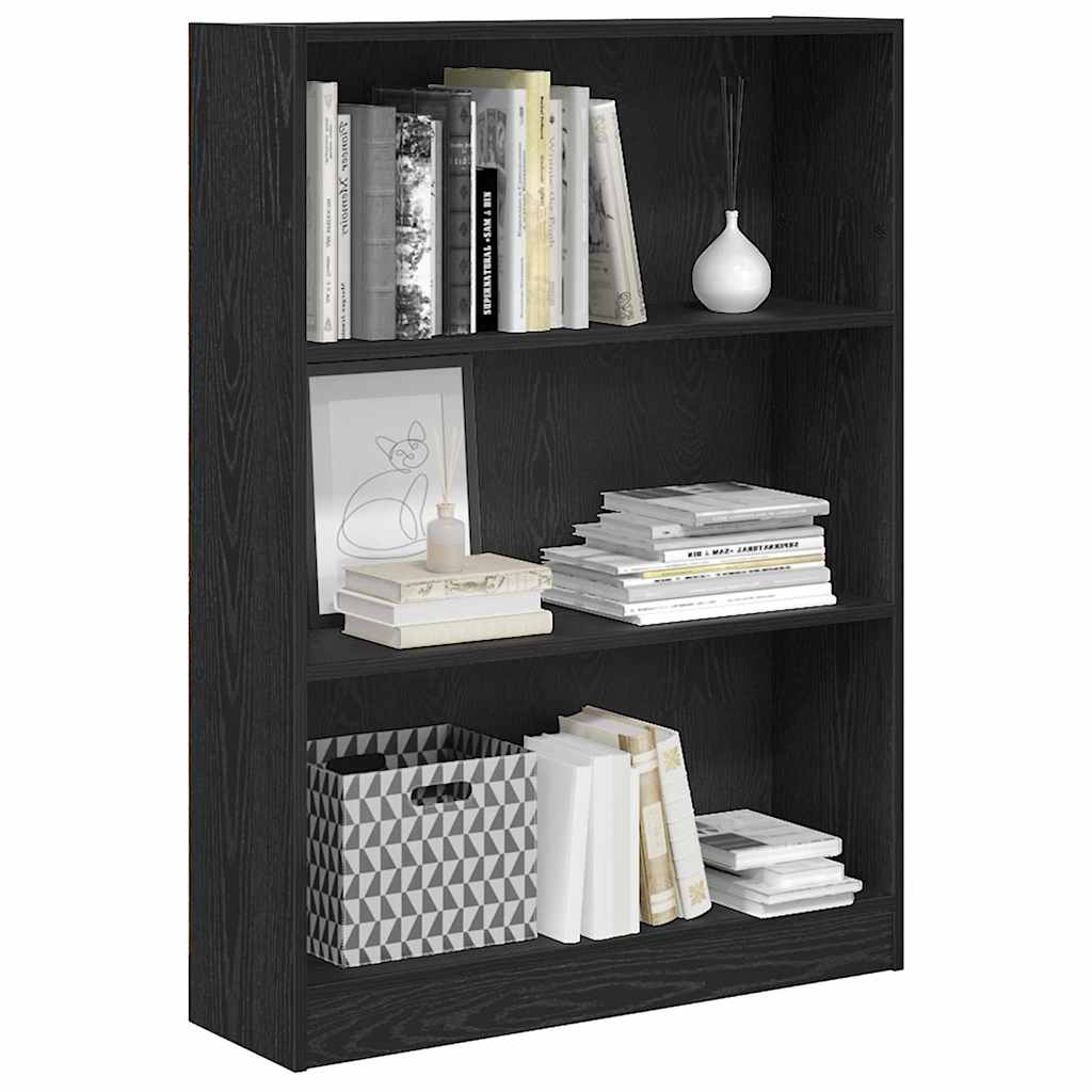 vidaXL Bookshelf 80 x 24 x 109 cm Engineered Wood Black Oak 3
