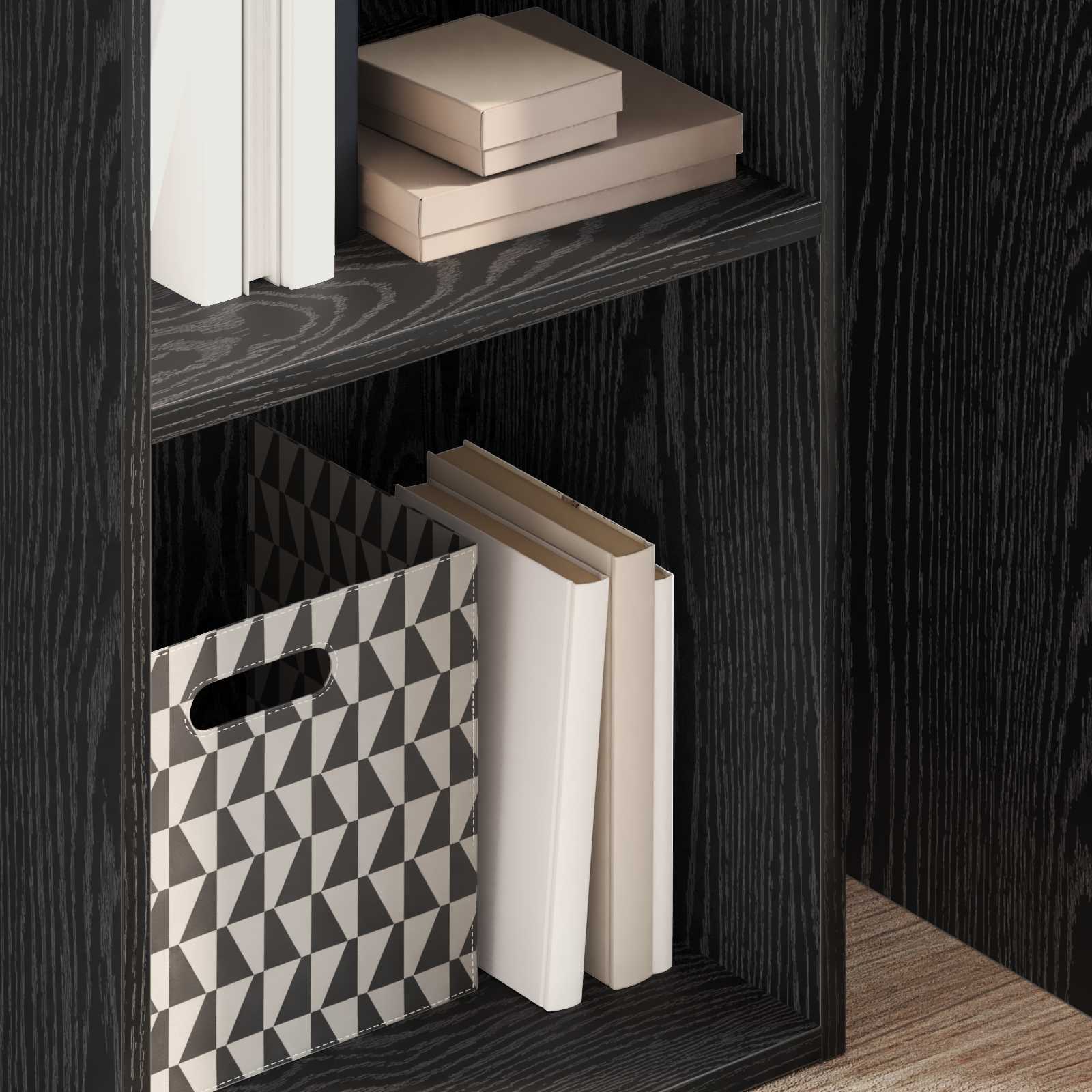 vidaXL Bookshelf 4-Tier 40 x 30 x 152 cm Engineered Wood Black Oak 4