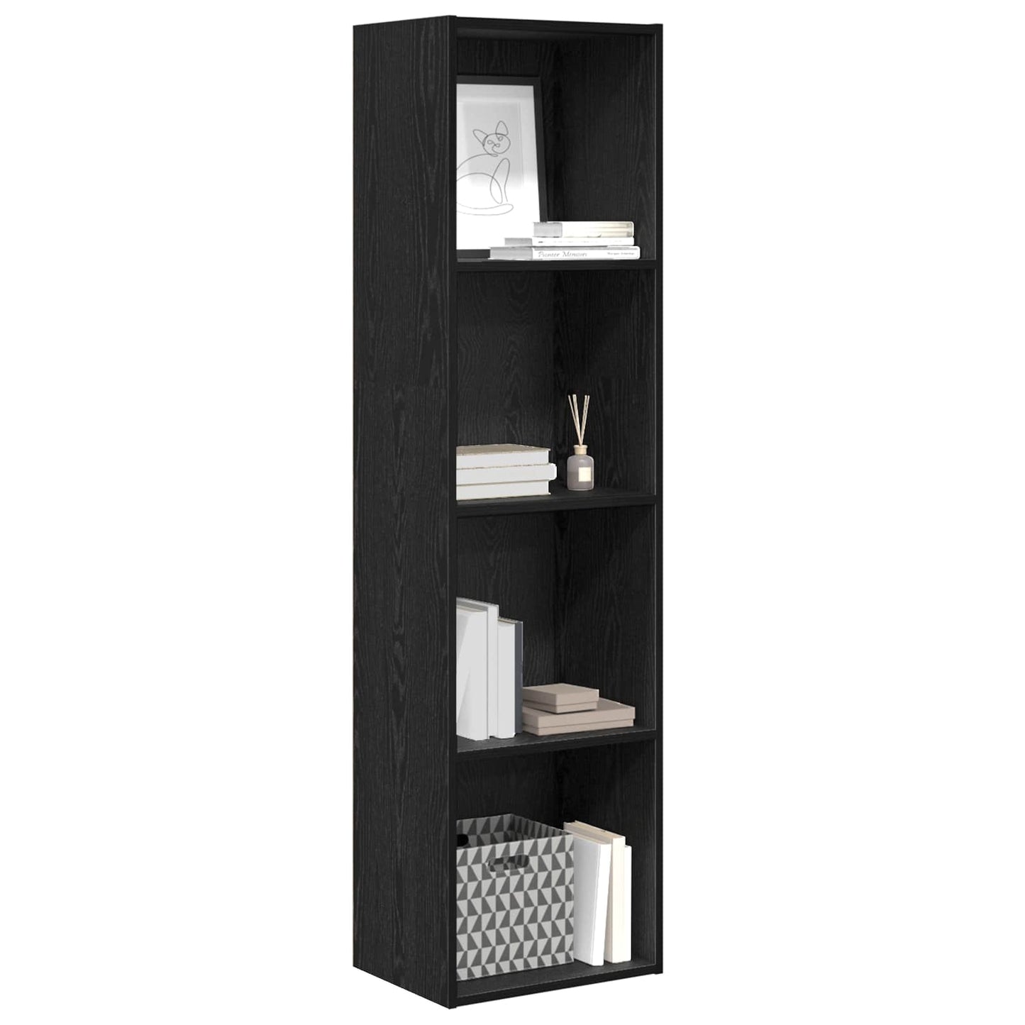 vidaXL Bookshelf 4-Tier 40 x 30 x 152 cm Engineered Wood Black Oak 3