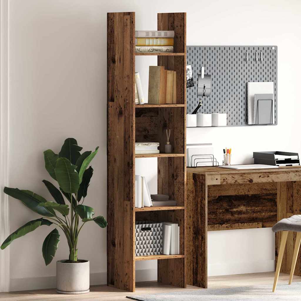 vidaXL Book Cabinet 5-Tier 40 x 35 x 180 cm Engineered Wood Old Wood 1