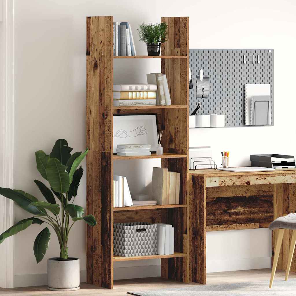 vidaXL Book Cabinet 5-Tier 60 x 35 x 180 cm Engineered Wood Old Wood 1